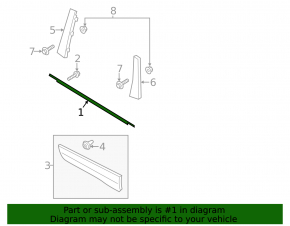 Door-glass molding, center rear left, Ford Escape MK3 13-19 matte