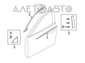 Mazda 6 14-21 front left door triangle near mirror, black gloss scratches