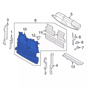 Radiator Deflector Louvers Frame Naked Ford Edge 19-24 2.0T, 2.7T
