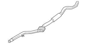 Exhaust line middle section BMW F30 17-18 AWD B46 with barrel, with damper and catalytic converter
