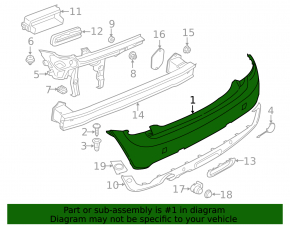 Bare rear bumper Mini Cooper F56 3d 14-24 prerest green dented, tears, broken fasteners