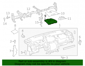 Toyota Camry v50 12-14 black dashboard trim for clock, light sensor, and speaker