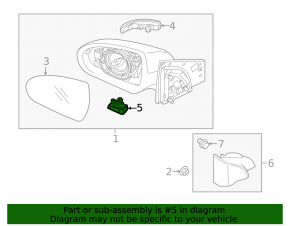 Right side mirror lighting for Hyundai Ioniq 17-22
