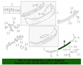 Rear bumper center molding for Audi Q3 16-18