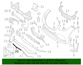 Front bumper molding lower central Mercedes W166 GLE 16-19 AMG pkg, night pkg