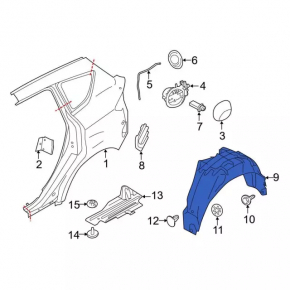 Rear left mudguard Ford C-max MK2 13-18