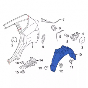 Rear left mudguard Ford C-max MK2 13-18