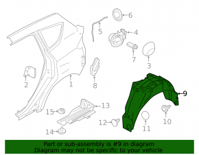 Rear left mudguard Ford C-max MK2 13-18