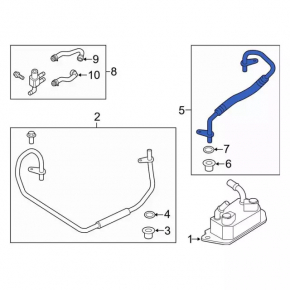 Oil cooler pipe automatic transmission outlet Ford Escape MK3 13-19 1.6T 2.5 2.0T long