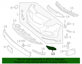 Front bumper grille right Mercedes CLA 14-16 without fog lights
