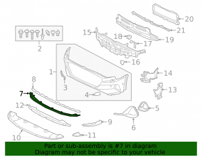 Front bumper center lip for Audi e-tron 19-25 pre-restyling, S-line, gloss black