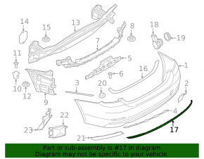 Rear bumper molding for BMW 4 Series F32/33/36 18-20 Luxury line, chrome