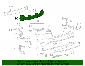 Rear Bumper Absorber Toyota Avalon 13-18