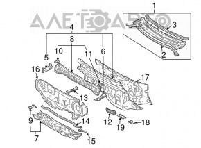 Windscreen wiper grille plastic Toyota Sienna 04-10
