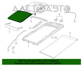 Sunroof assembly Jeep Cherokee KL 14-23 panorama, gray curtain, for cleaning