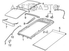 Sunroof assembly Jeep Cherokee KL 14-23 panorama, gray curtain, for cleaning
