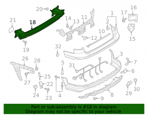 Rear bumper reinforcement Audi A4 B9 17 - dented, torn