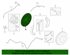 Rear left brake disc cover Ford Focus mk3 11-18 for drums, without parking brake mechanism