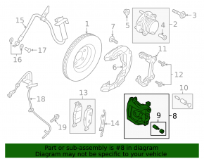 Front right caliper Lincoln MKZ 17-20 3.0
