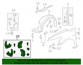 Mud flaps, set of 4, for Honda Crosstour 2010-2015