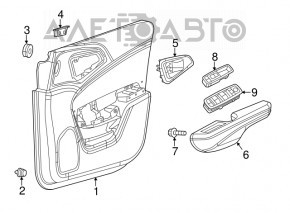 Door handle inner front right Chrysler 200 15-17 chrome