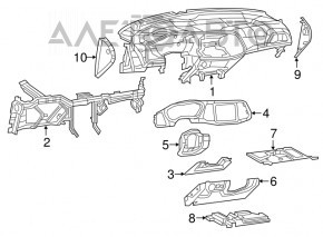 Torpedo front panel without AIRBAG Dodge Challenger 15-23 rest, black
