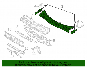 Plastic windshield wiper grille for Mitsubishi Outlander 14-22