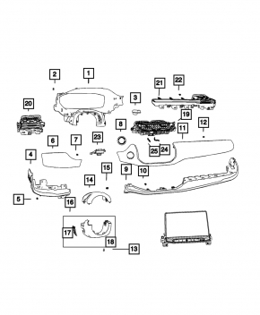 Left lower front panel trim for Jeep Compass 22-26, graphite with gray