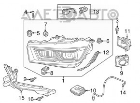 Left front headlight assembly for Audi Q5 80A 18-20 LED, LED burnout