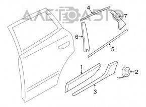 Upper rear left door molding Porsche Macan 15 - black