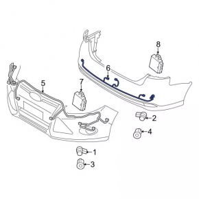 Wiring rear bumper Ford Focus mk3 15-18 rest, 4d, for 4 parking sensors, without keyless