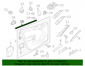 Glass seal inner door front left VW Tiguan 09-17