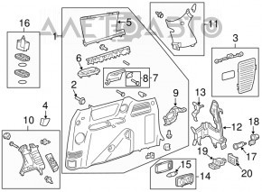 Left arch trim Toyota Sienna 15-20 gray without curtain, LE