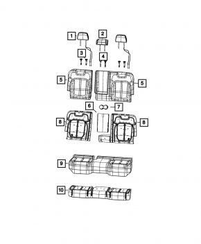 Rear seats 2nd row Jeep Grand Cherokee WL 22-25 black leather with perforation
