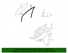 Front right glass seal for Mazda6 03-08