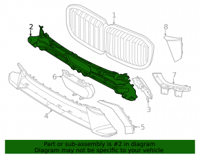 BMW X7 G07 19-25 2023-25 front bumper lower grille, center