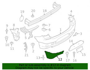 Rear bumper bare left BMW X2 F39 18-23 for parking sensors