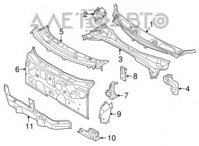 Plastic windshield wiper grille, front part, BMW X1 F48 16-22, missing fragment