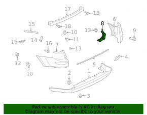 Right rear bumper mudguard for Mitsubishi Outlander 2007-2013