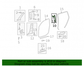 Door seal on the central pillar right Toyota Highlander 08-13 black