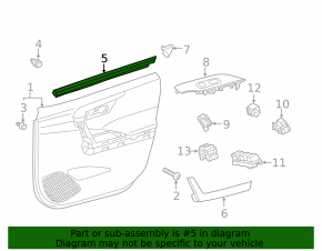 Glass seal front left Toyota Rav4 19- internal
