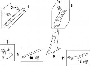 Center pillar trim lower right Honda Accord 23- black