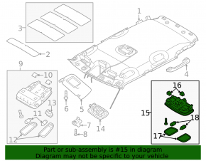 Ceiling light rear Kia Soul 14-19 gray
