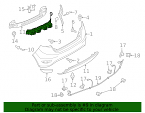 Rear bumper mount central Ford Fiesta 11-19 5d