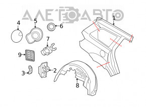 Dodge Journey 11-20 Fuel Door Housing Without Seal