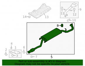Exhaust line middle part with catalytic converter Hyundai Santa FE Sport 13-16 2.0T