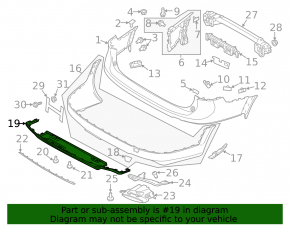 Rear bumper lip trim Volvo V90 17-20 usa T5, T6 without towbar