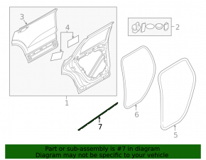 Door seal rear left Volvo XC60 18-23 lower