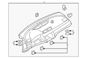 Torpedo front panel without AIRBAG VW CC 08-16 beige