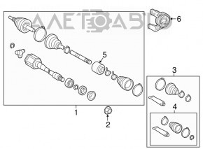 Drive axle shaft front right Toyota Avalon 13-18 3.5 without outer part, with bracket